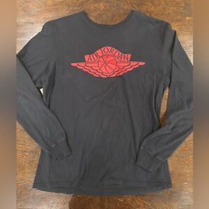 Jordan Black Long Sleeve Shirt with Red Air Logo